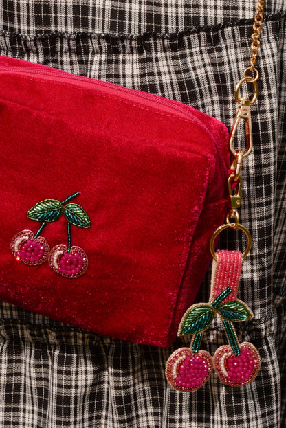 Beaded Cherry Keyring & Bag Charm