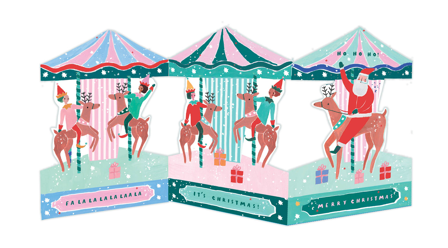 Nutmeg Open Christmas Carousel Card