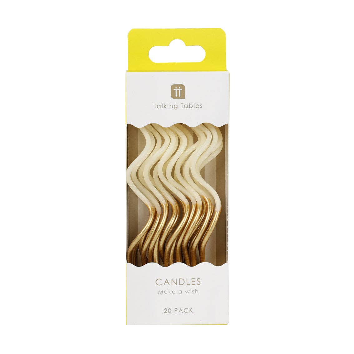 Gold & White Twist Birthday Candles - 20 Pack