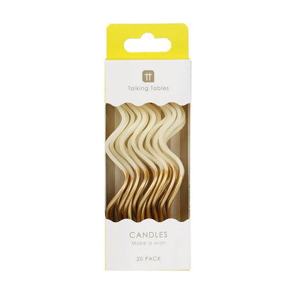 Gold & White Twist Birthday Candles - 20 Pack