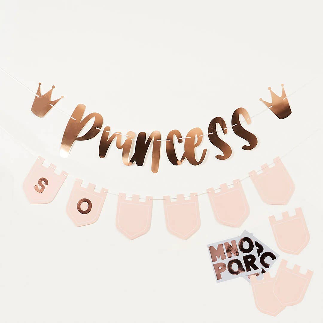 Princess Banner With Personalised Flags X2 2M & 15 Sticker