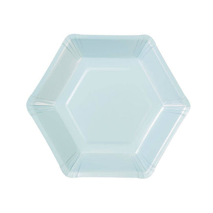 Large Hexagonal Pastel Paper Plates - 8 Pack