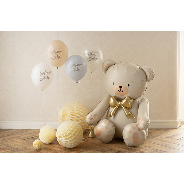Cream And Gold Bear Shape 29" Inflated Foil Balloon