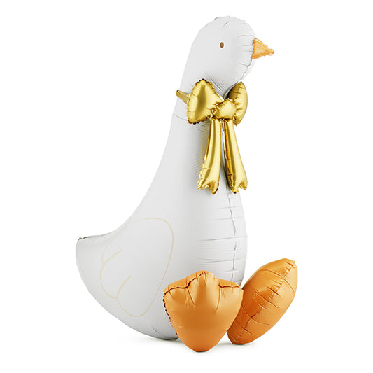 White Goose Sitting Inflated Foil Balloon