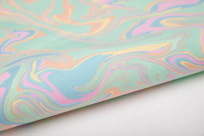 Hand Marbled Wrapping Paper Sheets - Pastel Punch