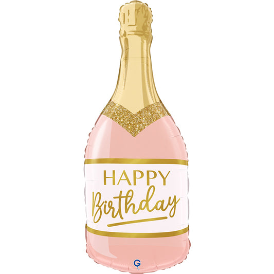Pink Birthday Bottle Inflated Foil Balloon