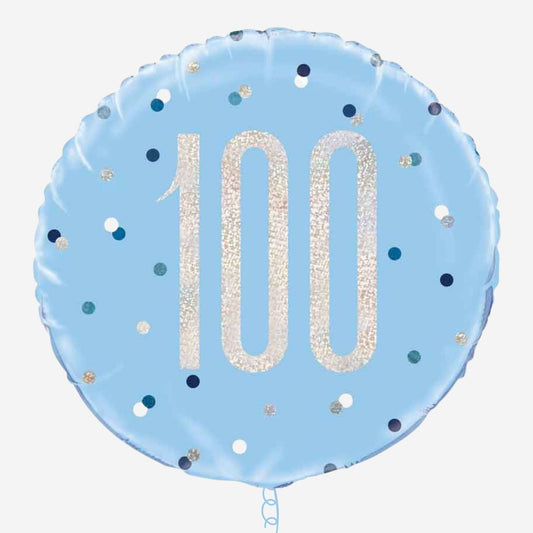 Glitz Blue Happy 100th Inflated Birthday Foil Balloon