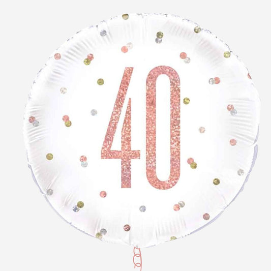 Rose Gold Glitz Happy 40th Inflated Birthday Foil Balloon