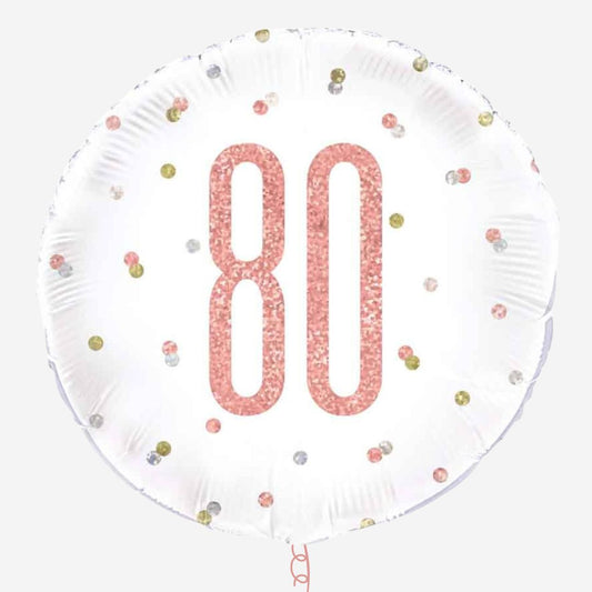 Rose Gold Glitz Happy 80th Inflated Birthday Foil Balloon