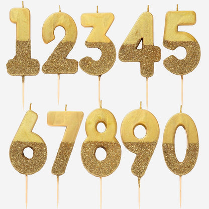 Gold Glitter Number Candles