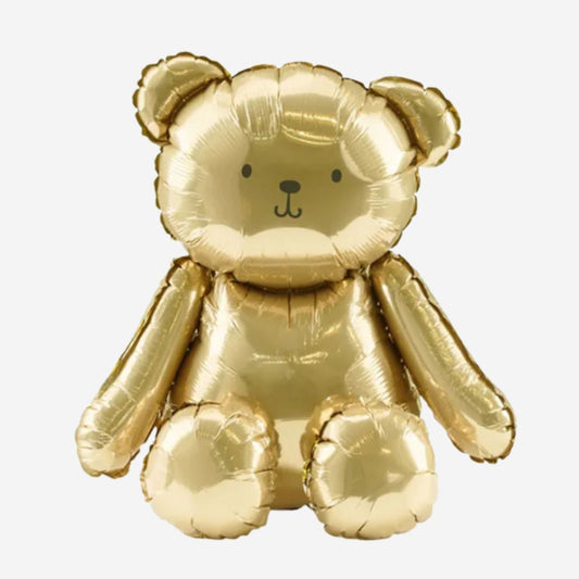 Gold Sitting Teddy Bear 16" Inflated Foil Balloon