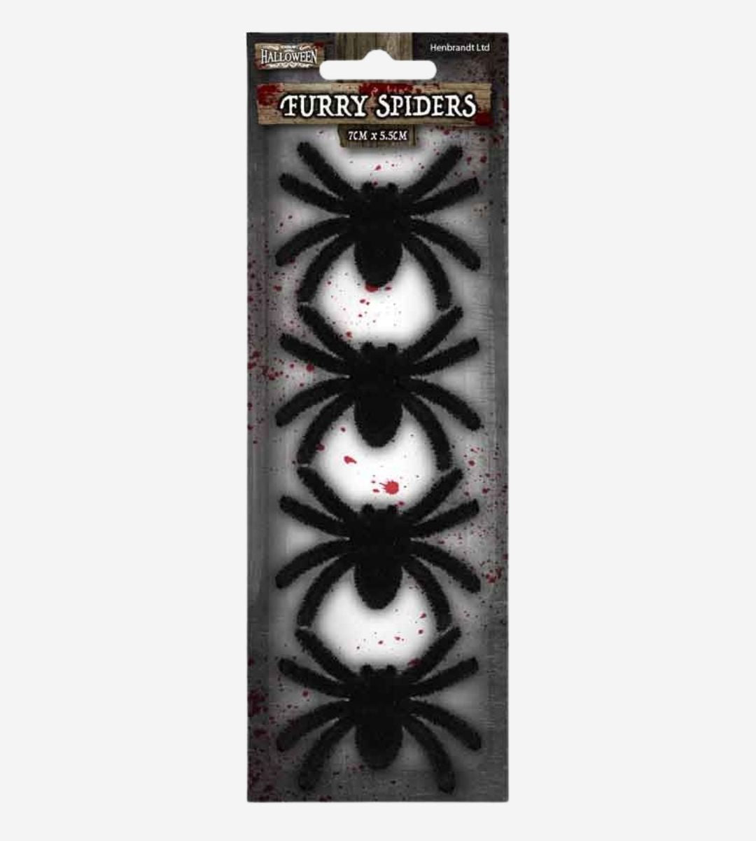 Black Furry Spider Decorations – Set of 4