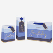 Medium Happy Birthday Blue Stripe Gift Bag