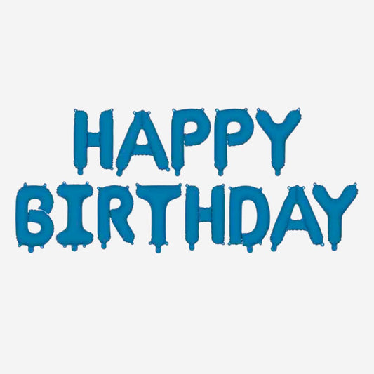 Happy Birthday Blue Balloon Banner