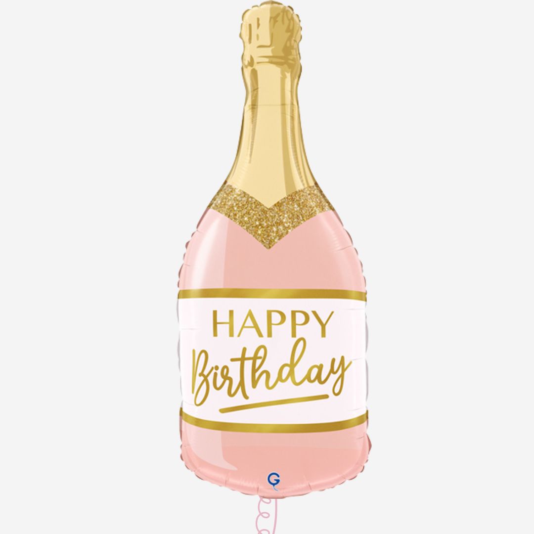 Pink Birthday Bottle Inflated Foil Balloon