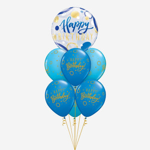 Blue Happy Birthday Bubble Balloon Bouquet