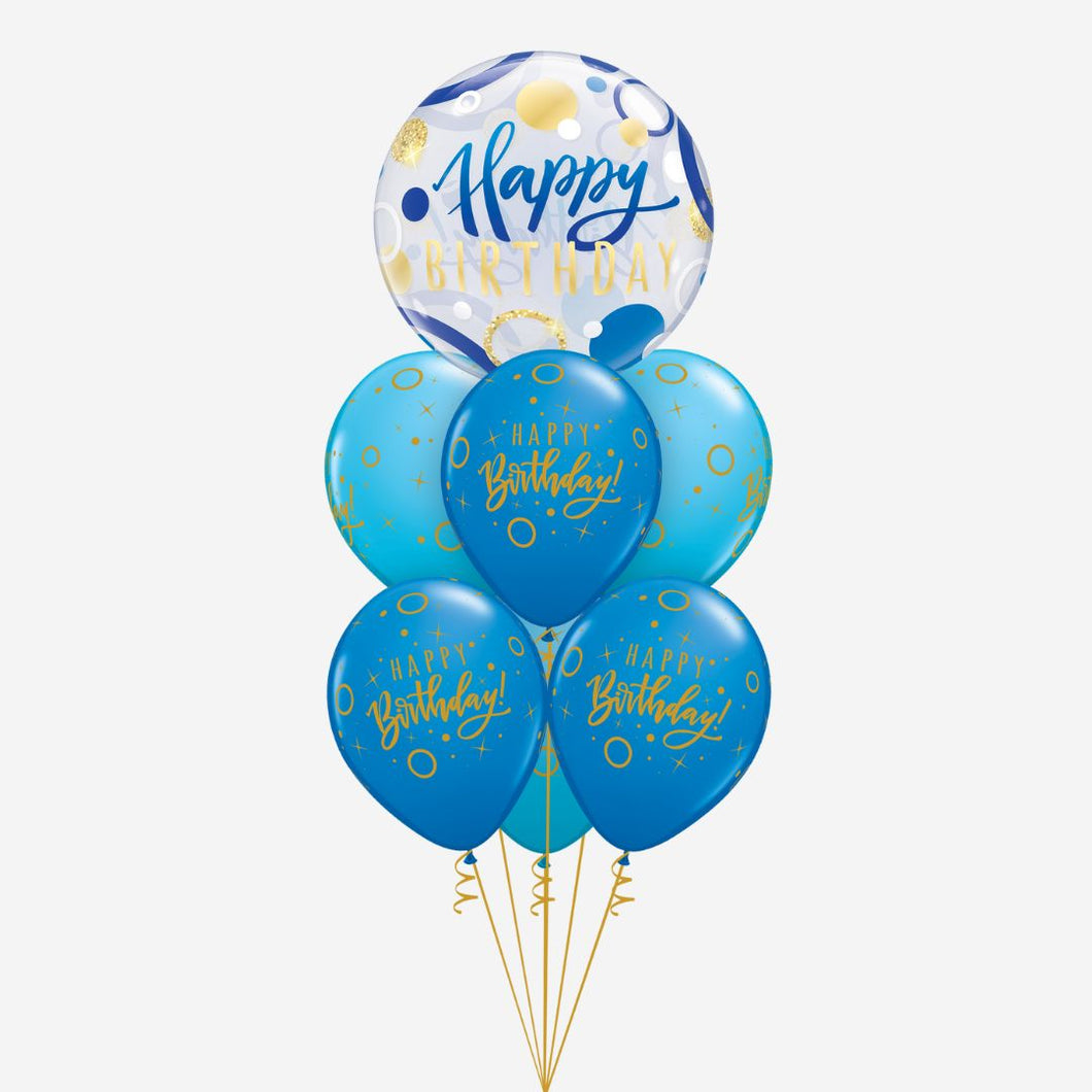 Blue Happy Birthday Bubble Balloon Bouquet