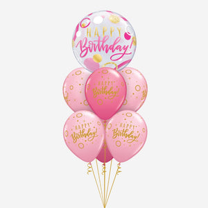 Happy Birthday Pink Bubble Balloon Bouquet