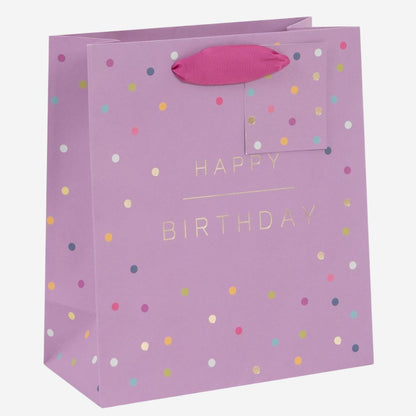 Happy Birthday Pink Spots Medium Gift Bag