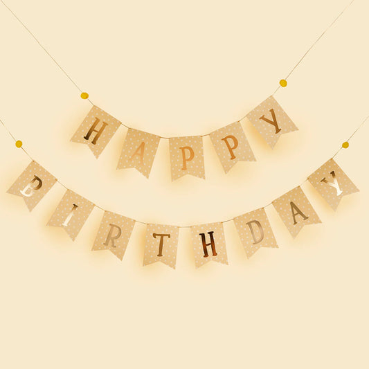 Happy Birthday Flag Banner with Pompom