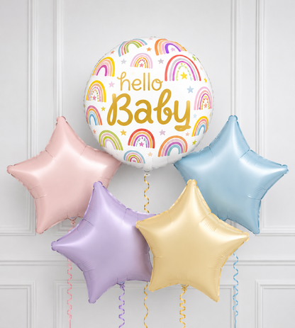Hello Baby Rainbow Inflated Foil Balloon