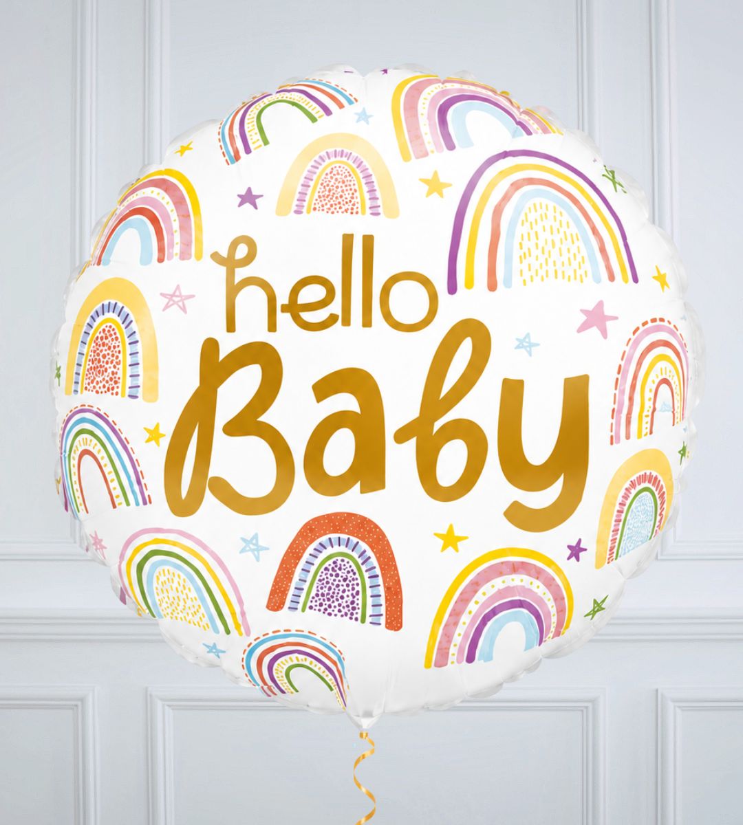 Hello Baby Rainbow Inflated Foil Balloon