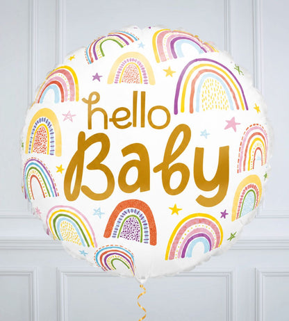 Hello Baby Rainbow Inflated Foil Balloon