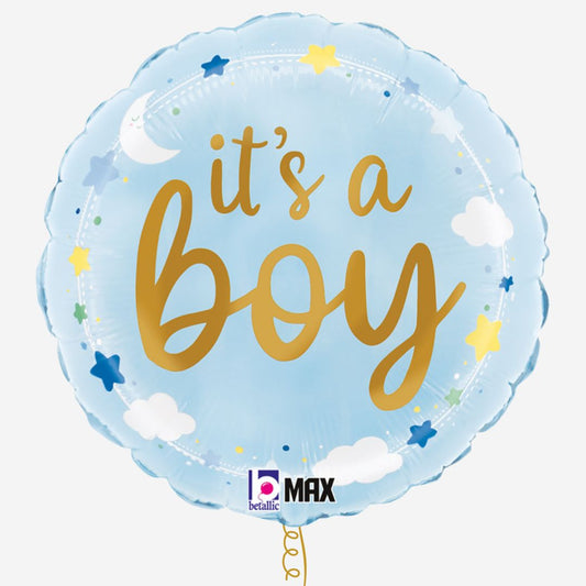 Blue it's a boy 18" Round Foil Balloon
