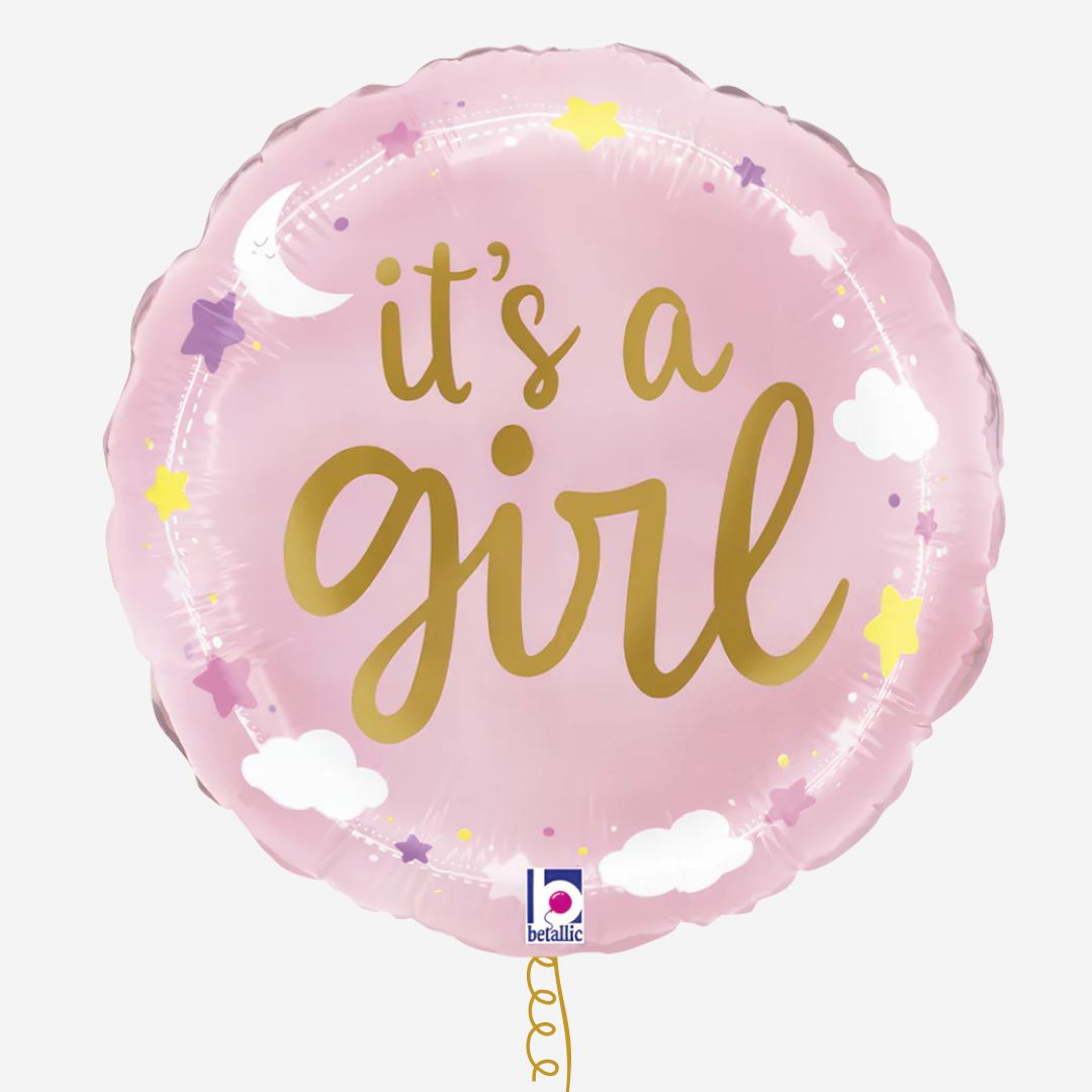 Pink it's a girl 18" Round Foil Balloon
