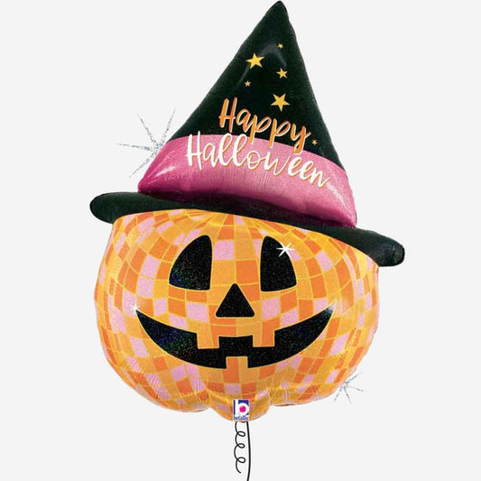 Large Disco Halloween Jack-o-Lantern Inflated Foil Balloon