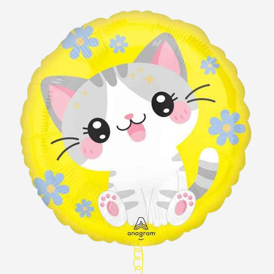 Kawaii Kitty Round Inflated Foil Balloon