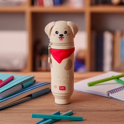 Dog 2-in-1 Soft Silicone Pencil Case - Kawaii Puppy Golden