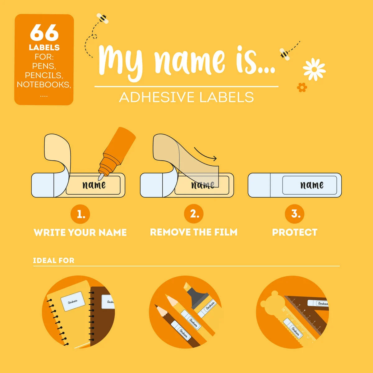 Adhesive Labels with Protective Film - My Name Is... - Bear