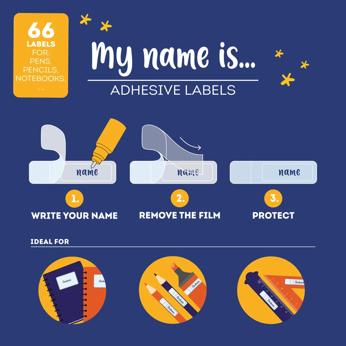 Adhesive Labels with Protective Film - My Name Is... - Space