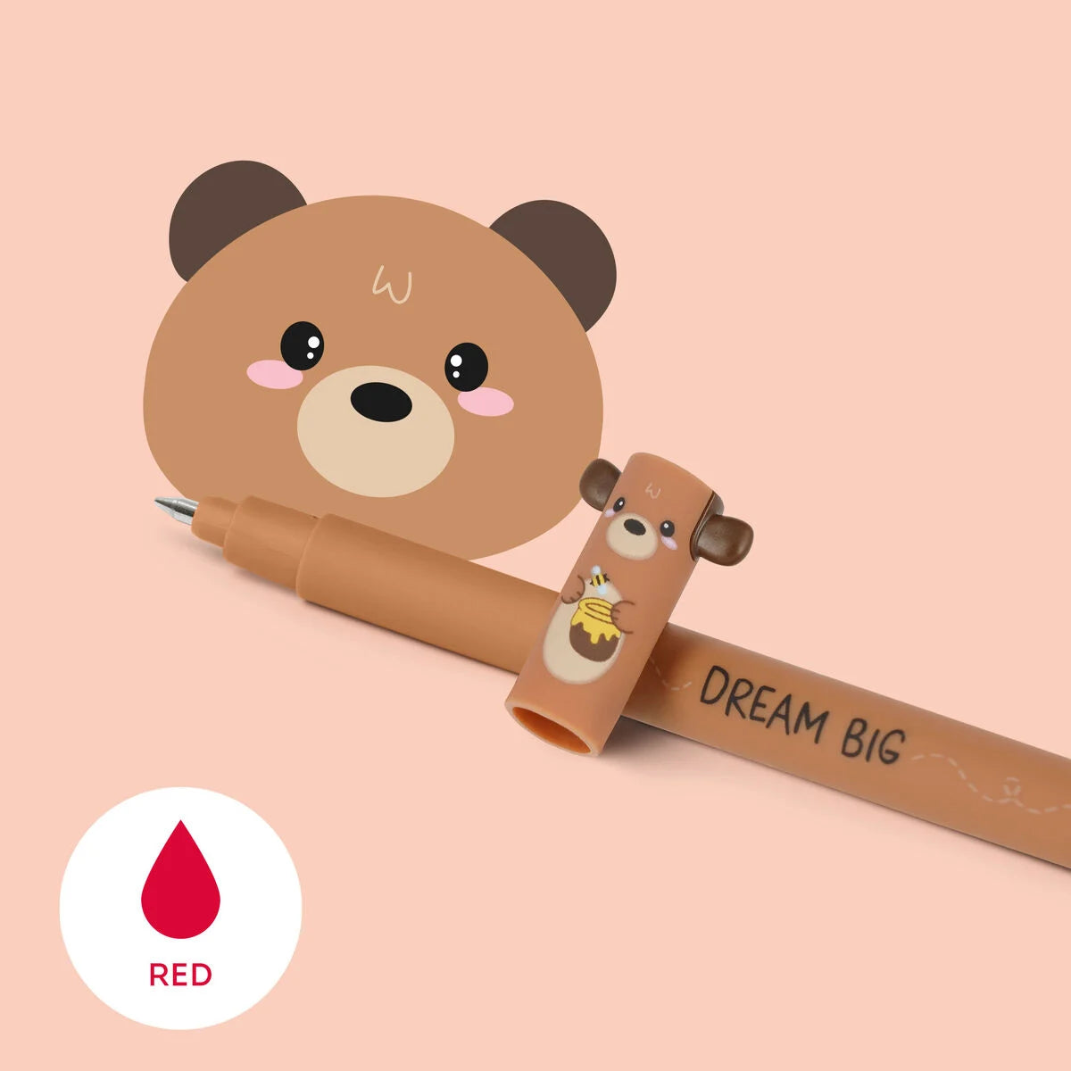 Legami Erasable Gel Pen - Bear - Red ink