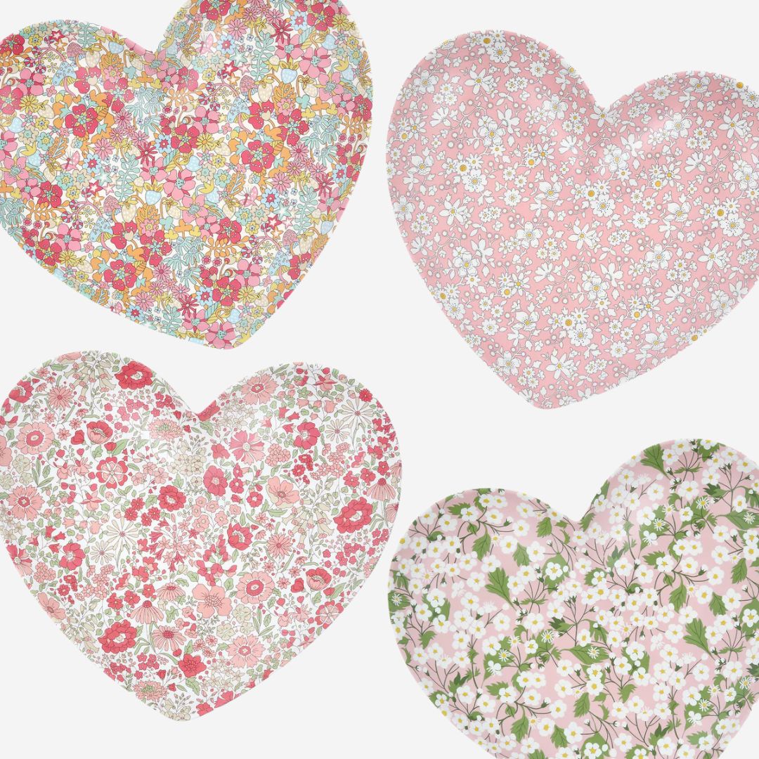Meri Meri x Liberty Mixed Set Reusable Heart Plates (x 4)