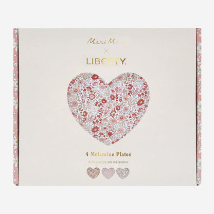 Meri Meri x Liberty Mixed Set Reusable Heart Plates (x 4)