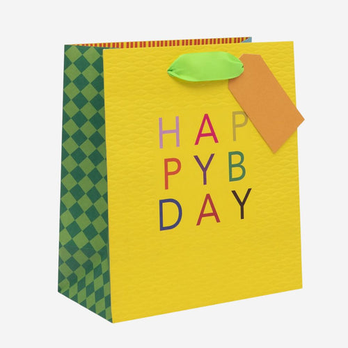 Medium Happy Birthday Yellow Gift Bag