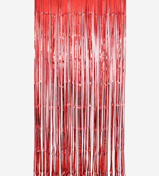 Metallic Red Door Curtain Backdrop