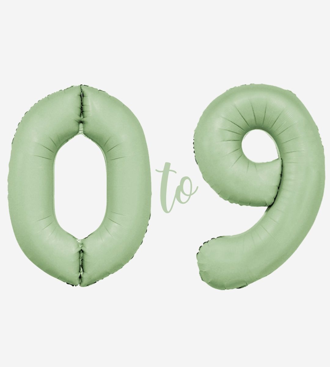 Pastel Green Inflated Foil Number Balloons