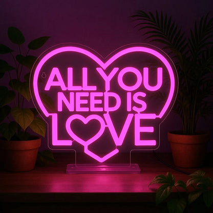 Neon Effect Led Lamp - All You Need is Love Sign - Legami