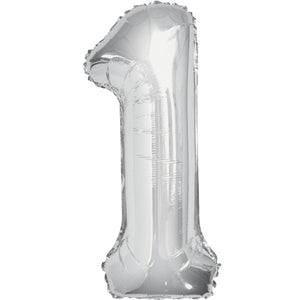 Silver Inflated Foil Number Balloons
