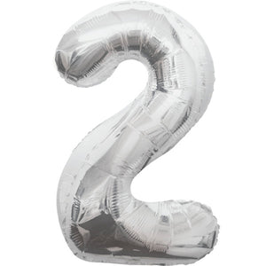 Silver Inflated Foil Number Balloons