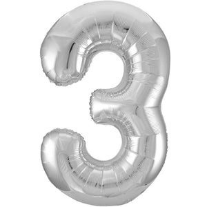 Silver Inflated Foil Number Balloons