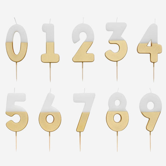 White & Gold Number Candles