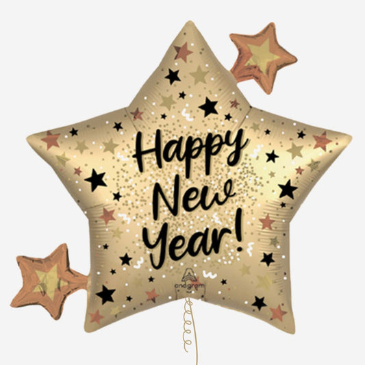 Happy New Year Star Inflated Foil Balloon