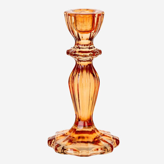 Orange Glass Candle Holder