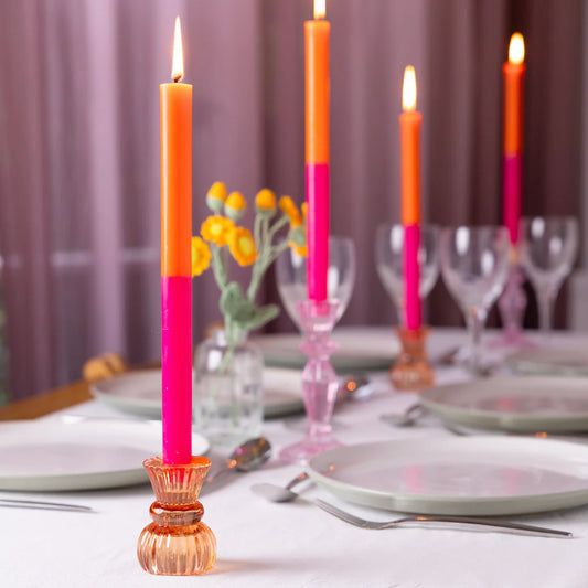 Orange & Pink Straight Dinner Candles