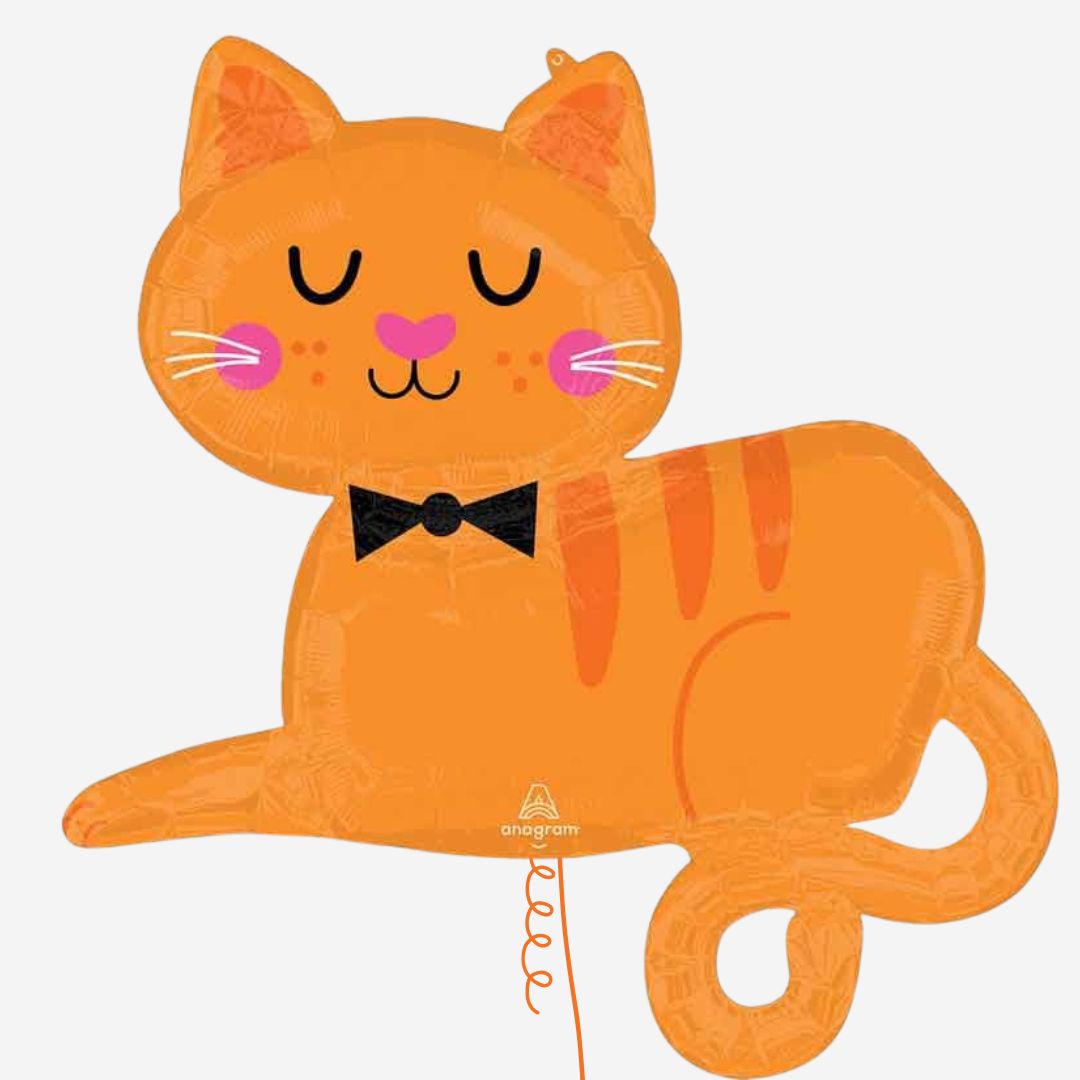 Orange Tabby Cat Shaped Inflated Foil Balloon