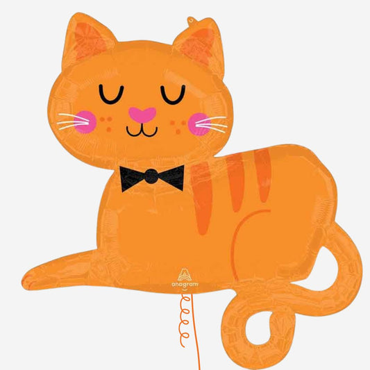 Orange Tabby Cat Shaped Inflated Foil Balloon